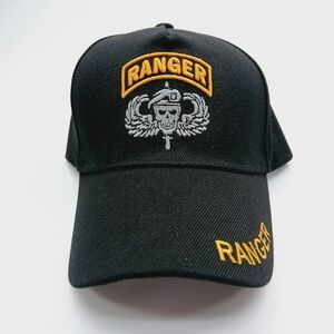 Black Army Ranger Cap with Skull Embroidery